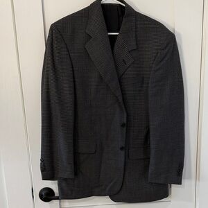 Men's Charcoal Gray Textured 3-Button Blazer
